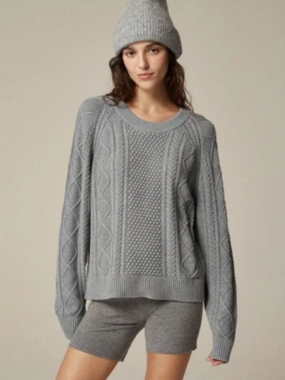 J Crew Women’s Cotton cable-knit crewneck sweater size XS Grey
